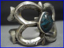 Rare! Vintage Navajo Red Mountain Turquoise Sterling Silver Bracelet
