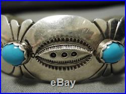 Rare Vintage Navajo Sky Blue Turquoise Sterling Silver Eddie Yazzie Bracelet