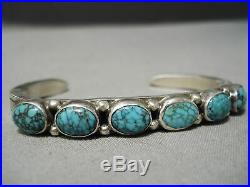 Rare Vintage Navajo Spiderweb Turquoise Sterling Silver Bracelet Old