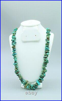 Rare Vintage Navajo Turquoise And Heishi Shell Necklace With Silver Clasp