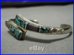 Rare Vintage Navajo Turquoise Sterling Silver Native American Bracelet Old