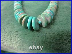 Rare Vintage Old Kewa Turquoise Heishi Shell Sterling Beads 27 Long
