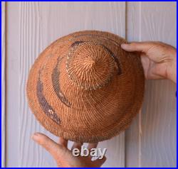 Rare Vintage Older Northwest Coast Whaler's Hat Basket Pictorial Whales