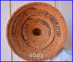 Rare Vintage Older Northwest Coast Whaler's Hat Basket Pictorial Whales