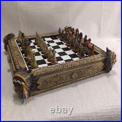 Rare Vintage Polyresin Native American Indian Chess Set Complete