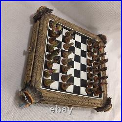 Rare Vintage Polyresin Native American Indian Chess Set Complete