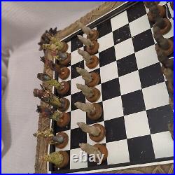 Rare Vintage Polyresin Native American Indian Chess Set Complete