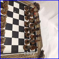 Rare Vintage Polyresin Native American Indian Chess Set Complete