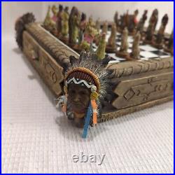 Rare Vintage Polyresin Native American Indian Chess Set Complete