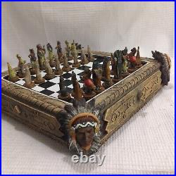 Rare Vintage Polyresin Native American Indian Chess Set Complete