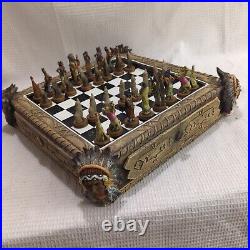 Rare Vintage Polyresin Native American Indian Chess Set Complete