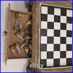 Rare Vintage Polyresin Native American Indian Chess Set Complete