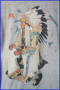 Rare Vintage Ralph Lauren L/S T Shirt Native American Indian Head Print Sz S RRL