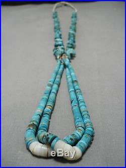 Rare Vintage Santo Domingo Spiderweb Turquoise Nugget Necklace Old