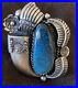 Rare-Vintage-Signed-Navajo-Sterling-Silver-Lander-Blue-Turquoise-Ring-Size-9-1-4-01-ne