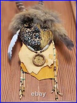 Rare Vintage Sioux Native American Ceremonial Eagle Feather War Battle Mask