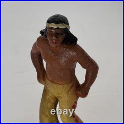 Rare Vintage Solid Cast Iron Indian Native American Figures