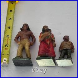 Rare Vintage Solid Cast Iron Indian Native American Figures