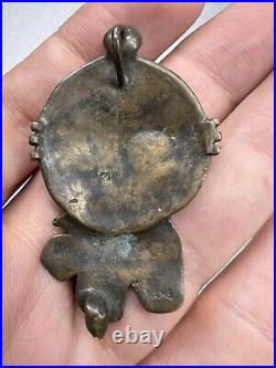 Rare Vintage Solid Copper or Bronze Native American Turtle Feather Pendant