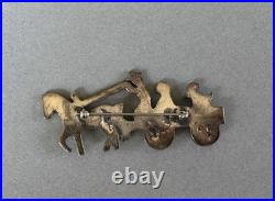 Rare Vintage Sterling Silver And Coral Navajo Wagon Pin