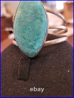 Rare Vintage Sterling Silver Turquoise Bracelet Navajo Signed R Ster Kingman