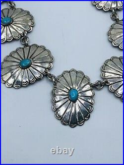 Rare Vintage Turquoise Concho Necklace Navajo Handmade