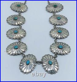 Rare Vintage Turquoise Concho Necklace Navajo Handmade
