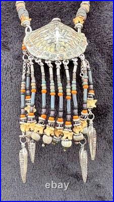 Rare Vintage Turtle Shell Medicine Bag Pouch w Sterling Silver Native American