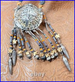 Rare Vintage Turtle Shell Medicine Bag Pouch w Sterling Silver Native American