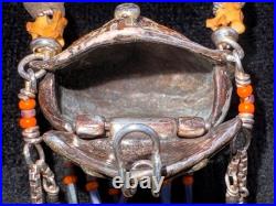 Rare Vintage Turtle Shell Medicine Bag Pouch w Sterling Silver Native American