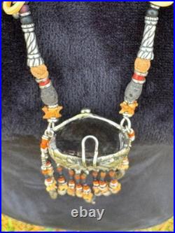 Rare Vintage Turtle Shell Medicine Bag Pouch w Sterling Silver Native American