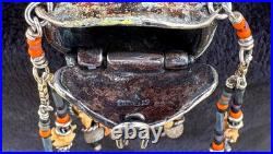 Rare Vintage Turtle Shell Medicine Bag Pouch w Sterling Silver Native American