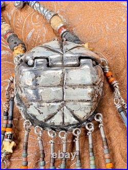 Rare Vintage Turtle Shell Medicine Bag Pouch w Sterling Silver Native American