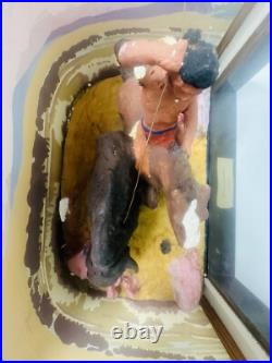 Rare Vintage WPA Diorama Native American Hunting Buffalo Great Depression