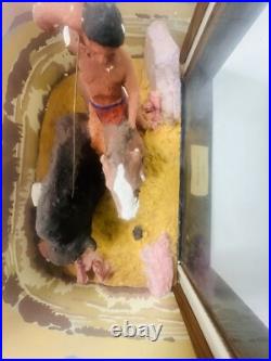 Rare Vintage WPA Diorama Native American Hunting Buffalo Great Depression