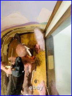 Rare Vintage WPA Diorama Native American Hunting Buffalo Great Depression