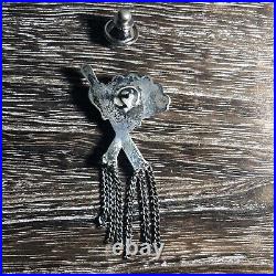 Rare Vintage Zuni Sterling Inlay Native American Church Tie Tack-Fan and Rattle