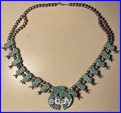 Rare Vintage Zuni Tribe Squash Blossom Necklace 1940's