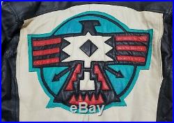 Rare Vtg MICHAEL HOBAN Native American WHEREMI Leather Jacket Size S Eagle Back