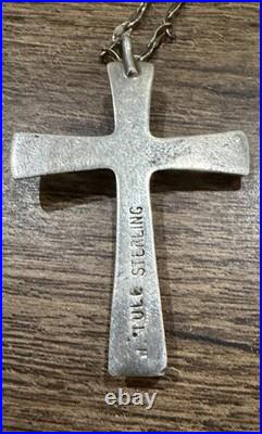 Rare W. Iule Zuni Sterling Silver Turquoise Cross Pendant Necklace