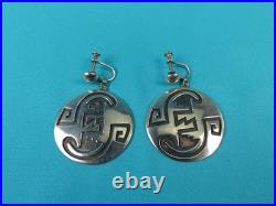 Rare Wallie Sekayumptewa Hopi Sterling Silver Overlay Native American Earrings
