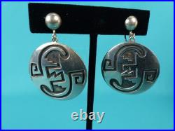Rare Wallie Sekayumptewa Hopi Sterling Silver Overlay Native American Earrings