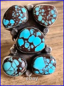 Rare Women's Cluster Ring, Handmade with Turquoise and Sterling Silver