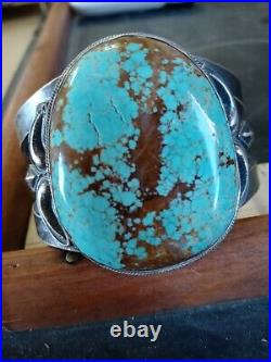 Rare Wow Pawn Huge Navajo Sterling Fred Harvey Wing Cuff #8 Turquoise