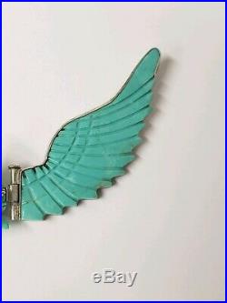Rare Zuni Thunderbird Turquoise Inlay Sterling H Spencer Signed Necklace Pendant