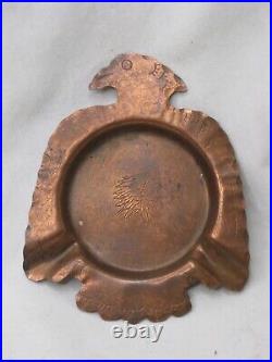 Rare antique Navajo copper Thunderbird ashtray Native American Indian Chief