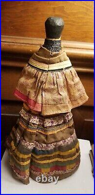 Rare antique Seminole Native American Indian beaded wood doll 12