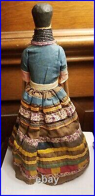 Rare antique Seminole Native American Indian beaded wood doll 12