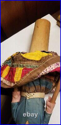 Rare antique Seminole Native American Indian beaded wood doll 12