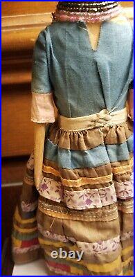 Rare antique Seminole Native American Indian beaded wood doll 12